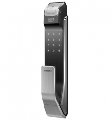 SHS-P718 LBK/EN (от себя) Samsung Электромеханический биометрический замок