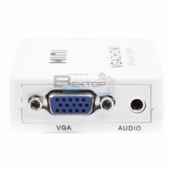 Конвертер VGA + Стерео 3,5 мм на HDMI, пластик, белый  REXANT 17-6930 *